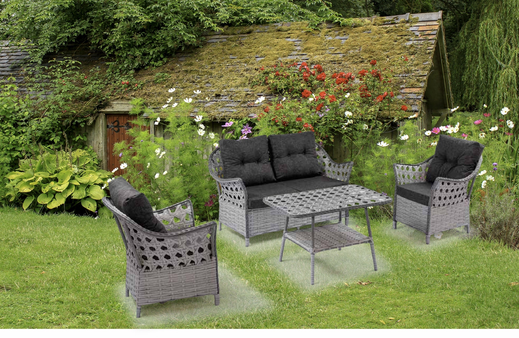 LALE MUEBLE DE TERRAZA RADDAN 2+1+1+MESA