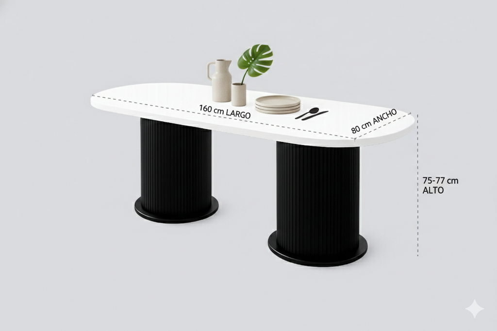 Mesa Comedor Aytasi para 6 personas 160x80cm / Blanco (M1)