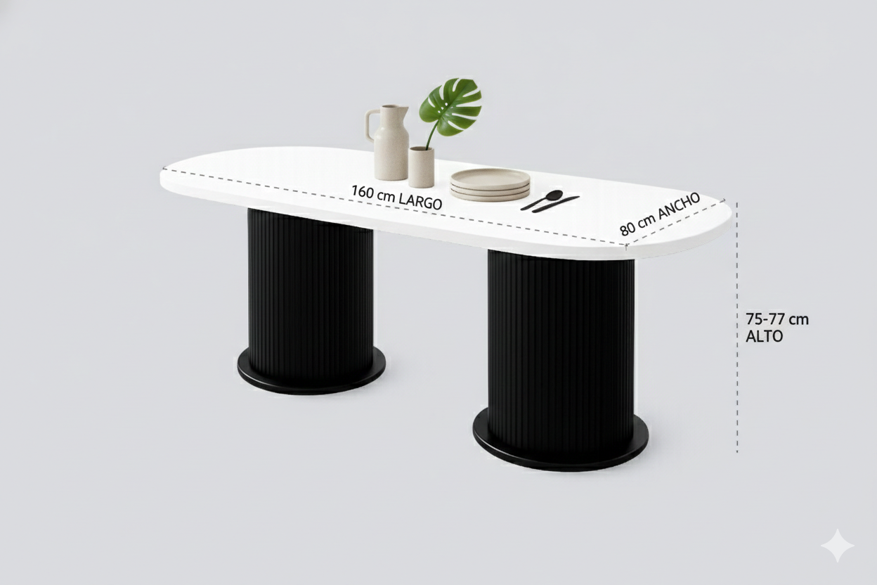 Mesa Comedor Aytasi para 6 personas 160x80cm / Blanco (M1)