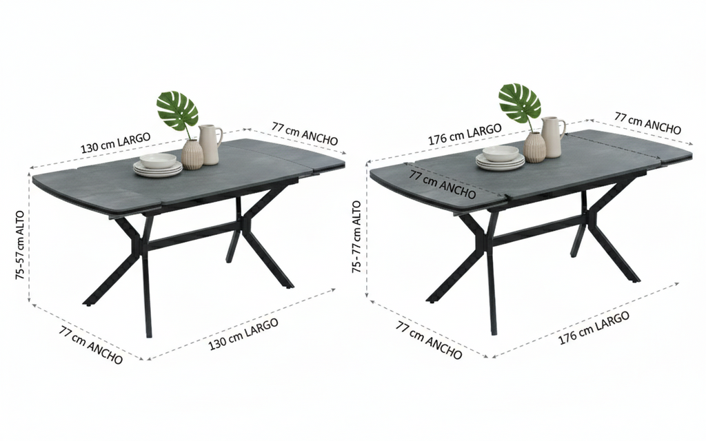 Mesa Comedor Venus, Mesa Extendible, 77cmx130cm+46cm(M8)