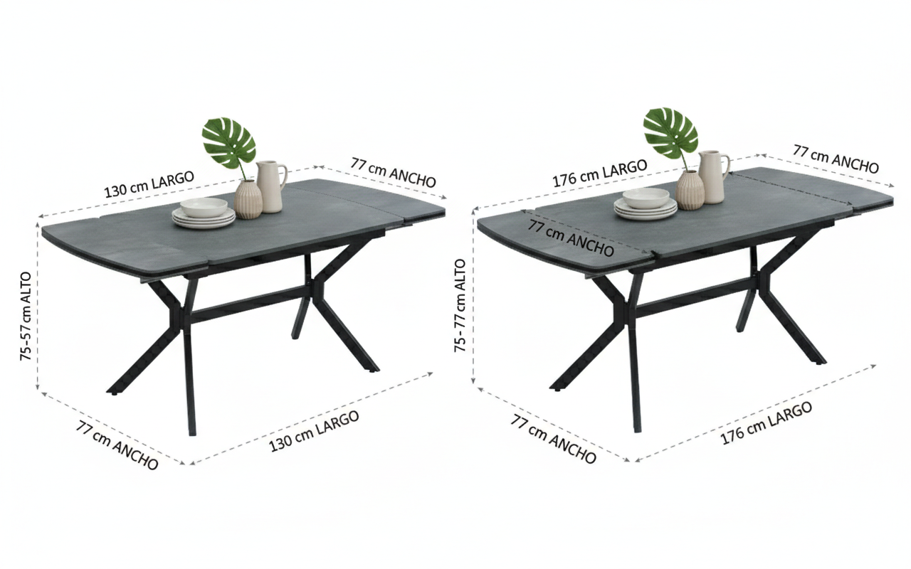 Mesa Comedor Venus, Mesa Extendible, 77cmx130cm+46cm(M8)