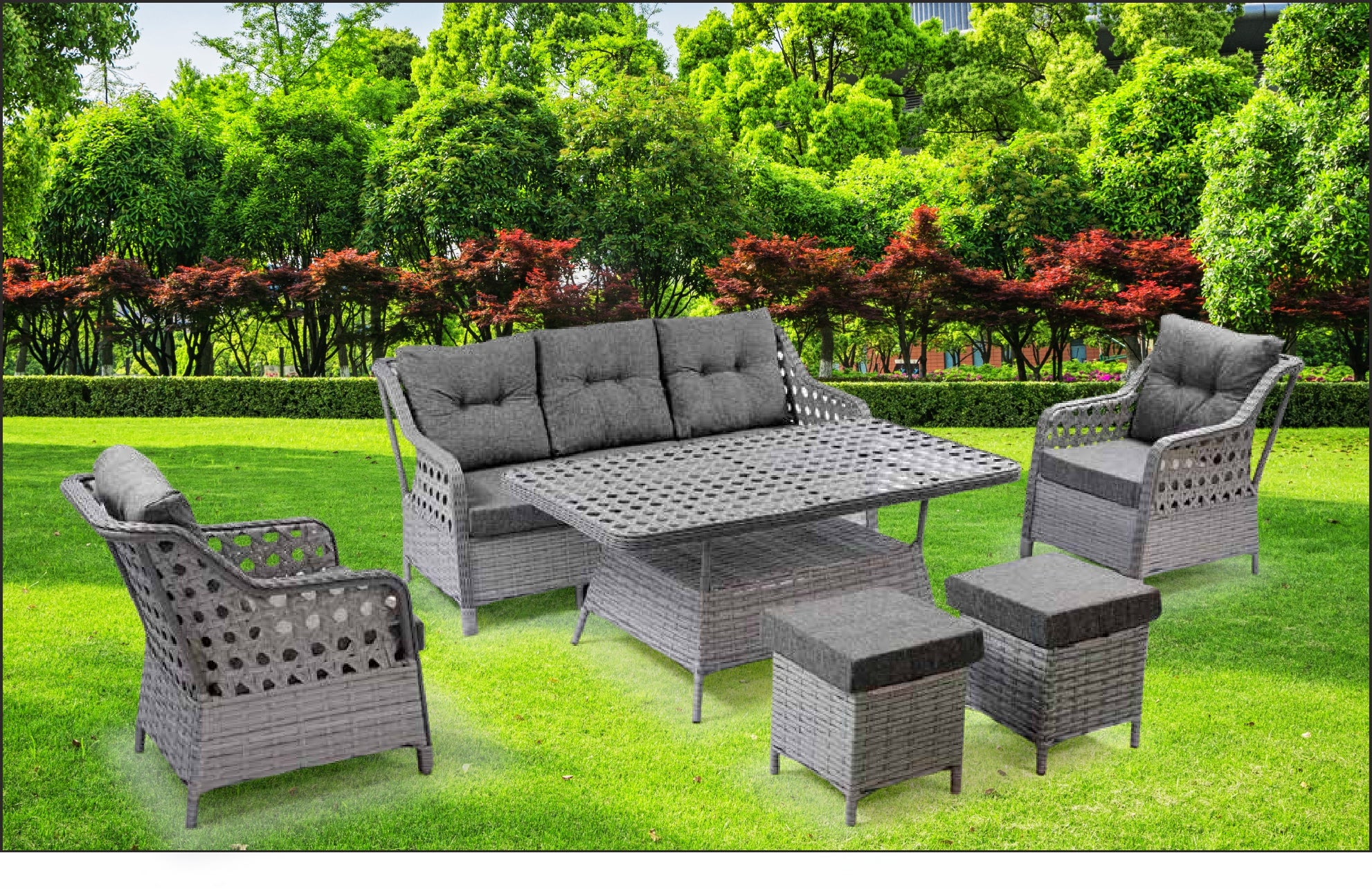 MENEKSE MUEBLE DE TERRAZA RADDAN  3+1+1+1P+1P+MESA