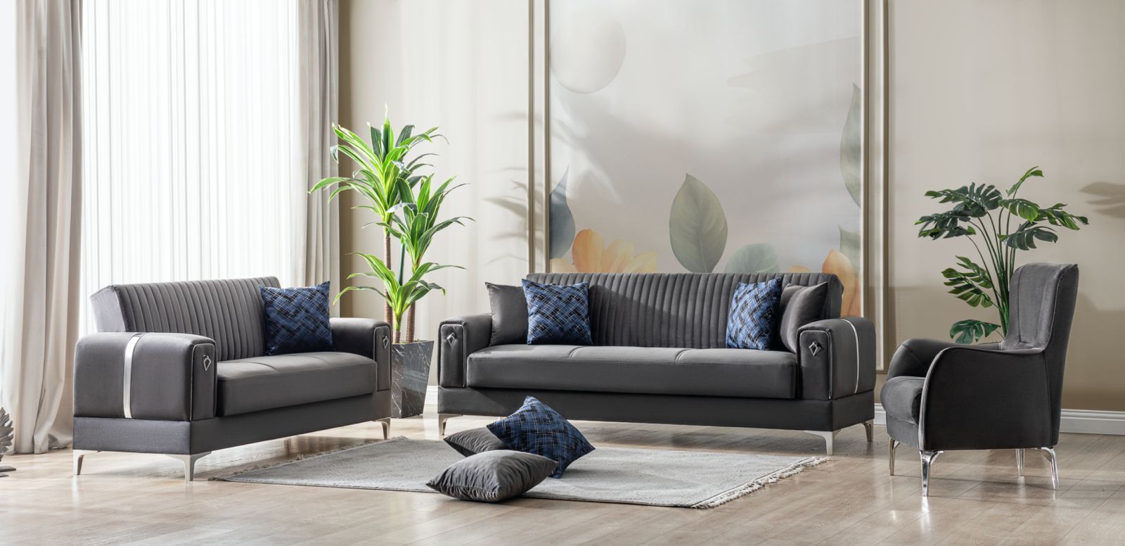 SERRA Mueble Para Living Gris (SOFA CAMA)