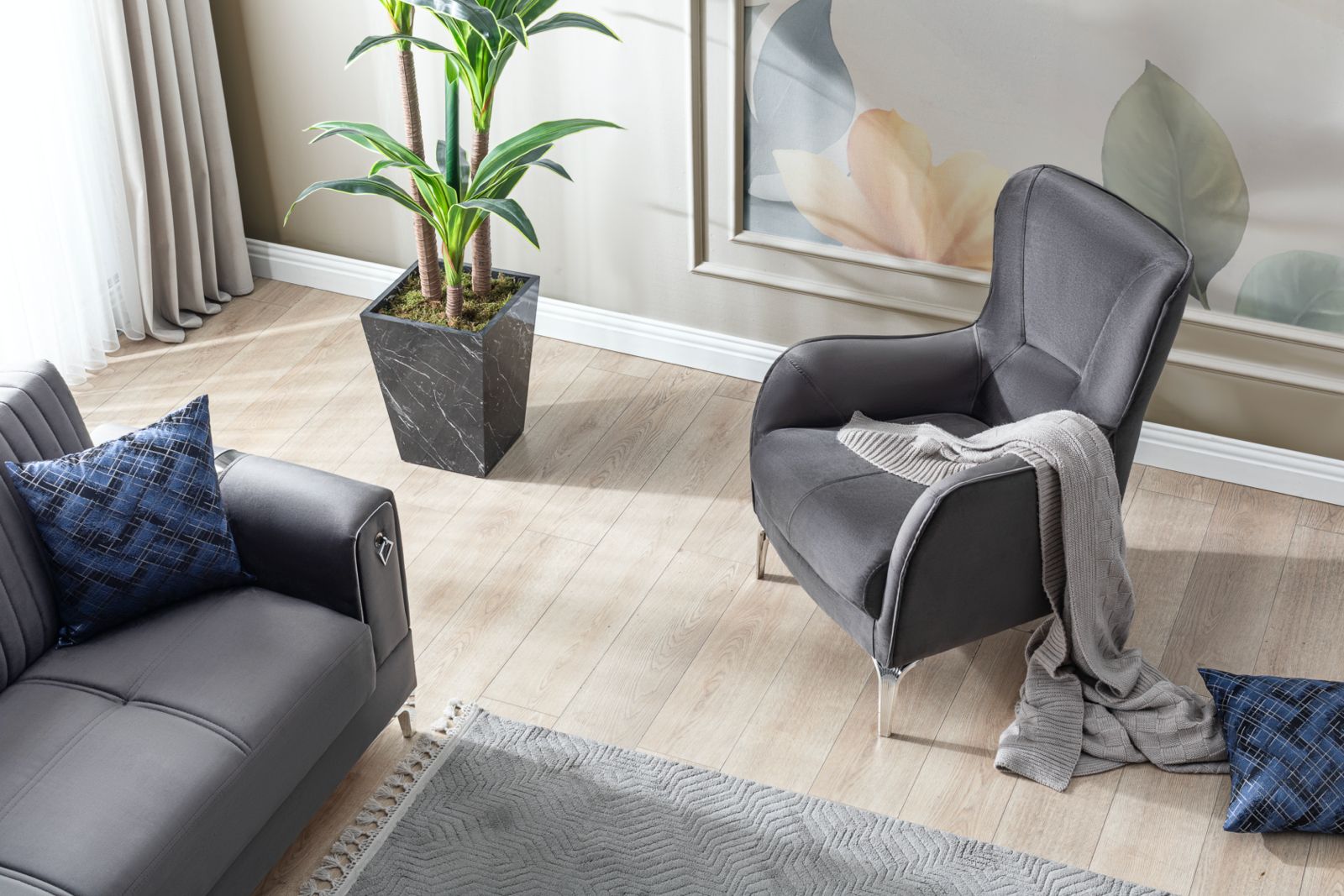 SERRA Mueble Para Living Gris (SOFA CAMA)