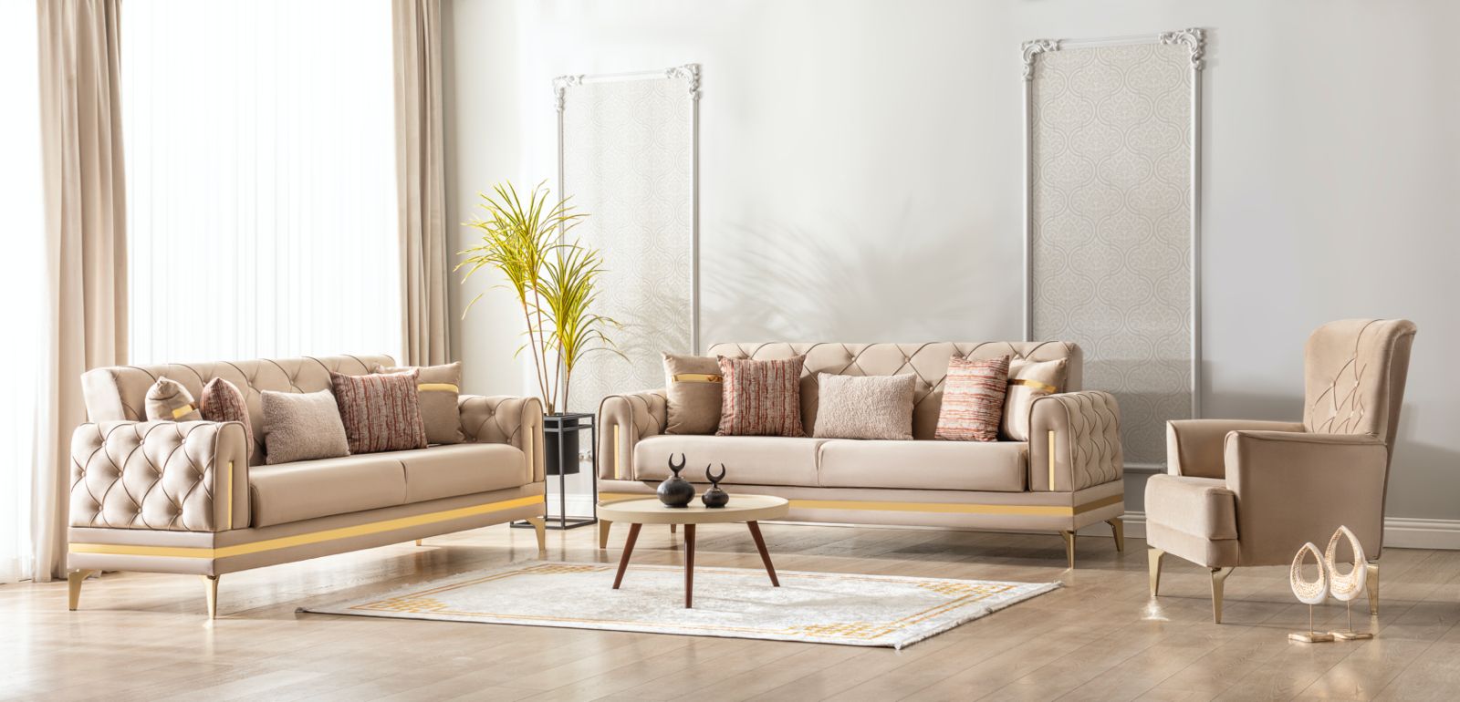 DUBAI Mueble Para Living Beige (SOFA CAMA)