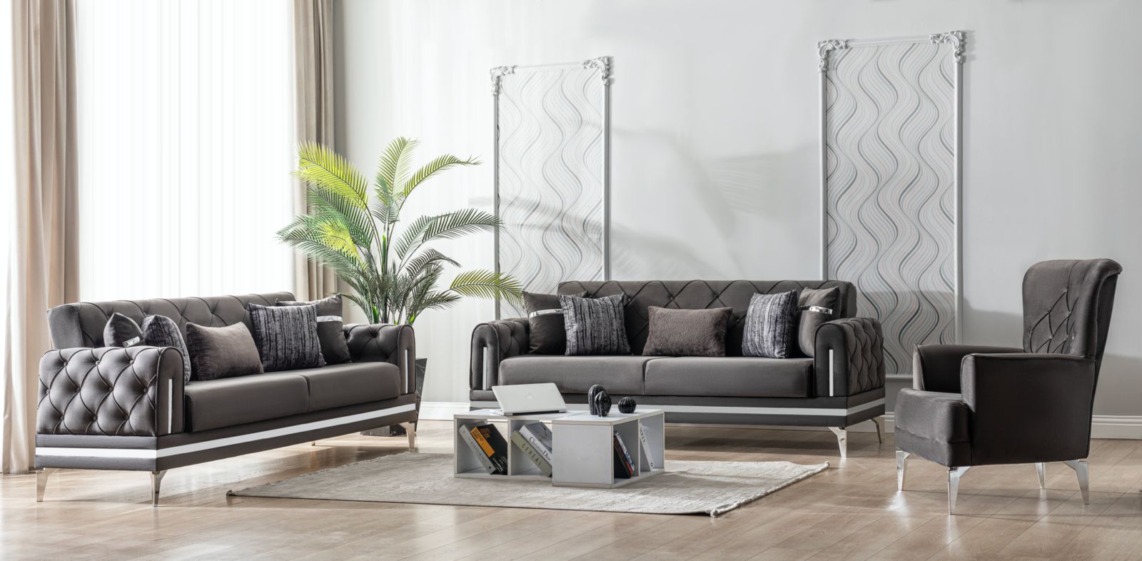 DUBAI Mueble Para Living Gris (SOFA CAMA)