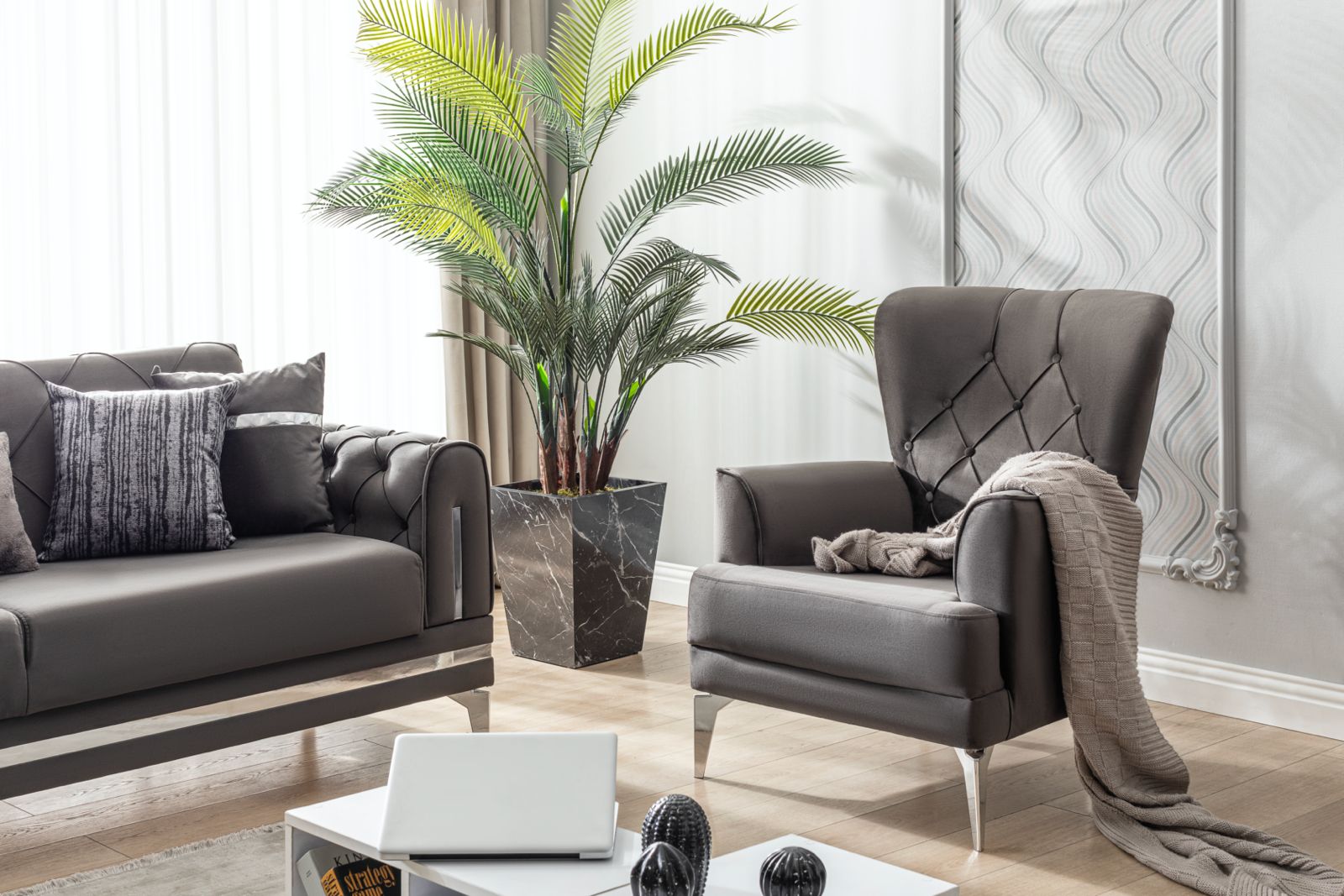 DUBAI Mueble Para Living Gris (SOFA CAMA)